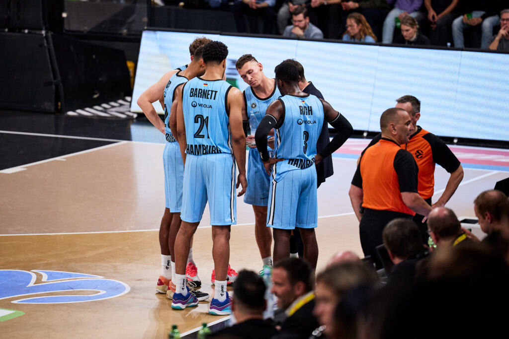 Die Veolia Towers Hamburg beim Spiel HAM vs. CLUJ im BKT EuroCup